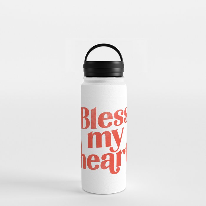 "Bless My Heart" Funny & Cute Red Typography Design Water Bottle