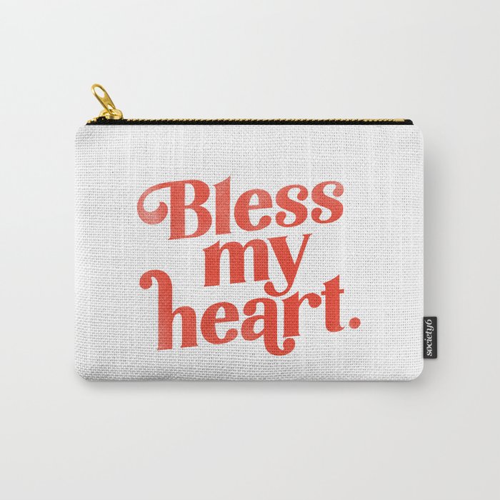 "Bless My Heart" Funny & Cute Red Typography Design Carry All Pouch