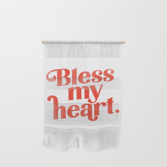 "Bless My Heart" Funny & Cute Red Typography Design Wall Hanging