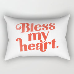 "Bless My Heart" Funny & Cute Red Typography Design Rectangular Pillow
