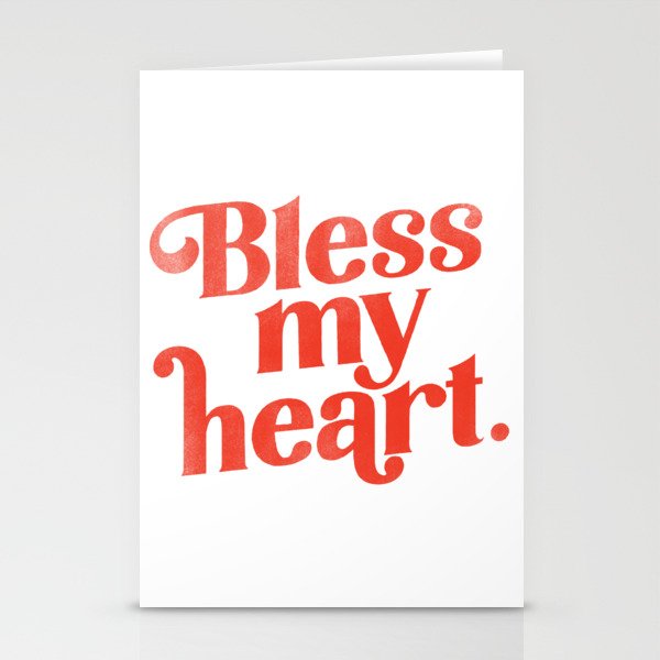 "Bless My Heart" Funny & Cute Red Typography Design Stationery Card