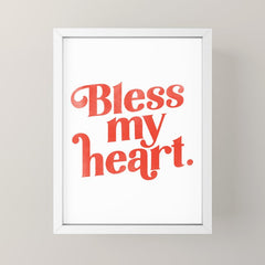 "Bless My Heart" Funny & Cute Red Typography Design Mini Art Print