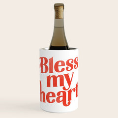"Bless My Heart" Funny & Cute Red Typography Design Wine Chiller