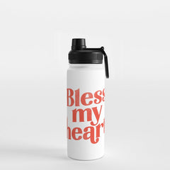 "Bless My Heart" Funny & Cute Red Typography Design Water Bottle