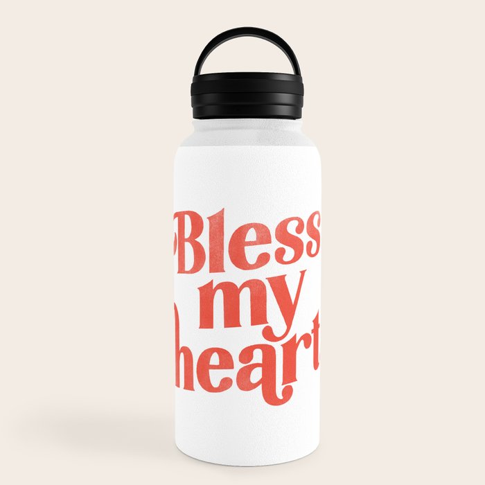 "Bless My Heart" Funny & Cute Red Typography Design Water Bottle