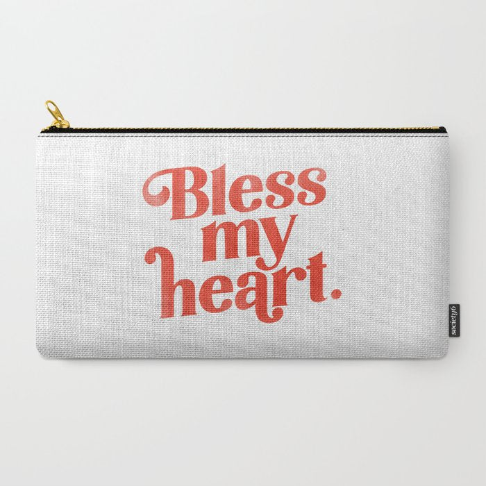 "Bless My Heart" Funny & Cute Red Typography Design Carry All Pouch