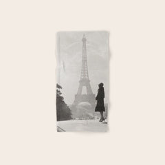 1920 Woman at the Gate, Eiffel Tower black and white photography / jazz age black & white photograph Bath Towel