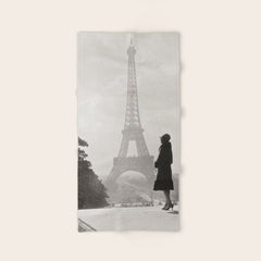 1920 Woman at the Gate, Eiffel Tower black and white photography / jazz age black & white photograph Bath Towel