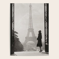 1920 Woman at the Gate, Eiffel Tower black and white photography / jazz age black & white photograph Poster