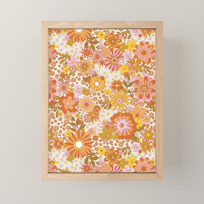 70s Floral Pattern Mini Art Print