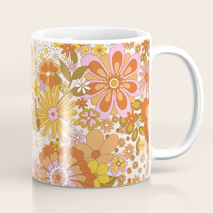70s Floral Pattern Coffee Mug