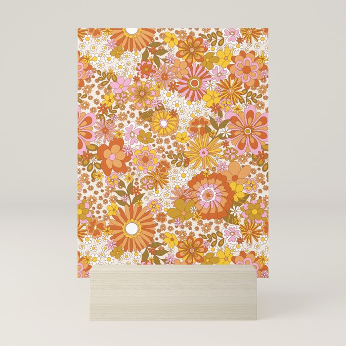 70s Floral Pattern Mini Art Print