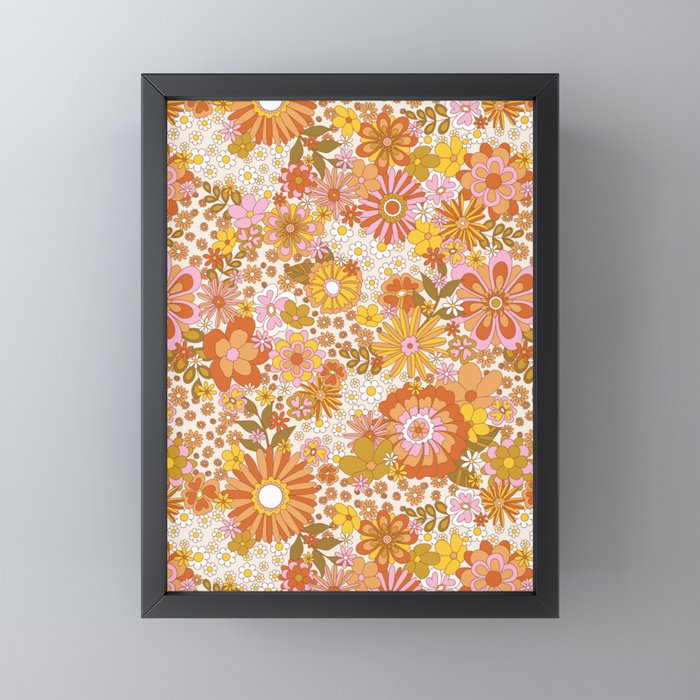 70s Floral Pattern Mini Art Print