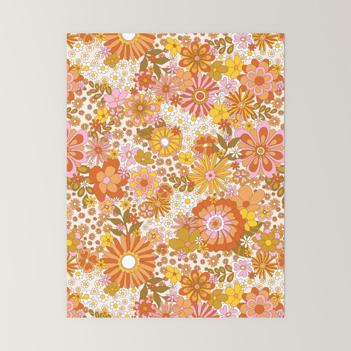 70s Floral Pattern Mini Art Print