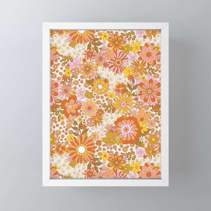 70s Floral Pattern Mini Art Print