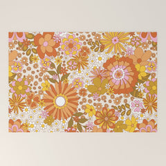 70s Floral Pattern Welcome Mat
