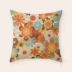 70's Retro Floral Patterned Prints Throw Pillow