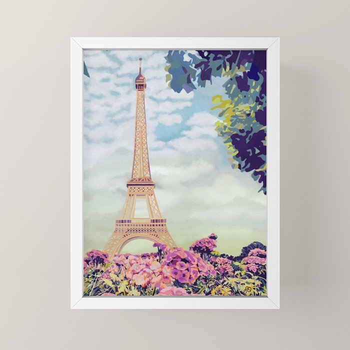 A Floral View of the Eiffel Tower Mini Art Print