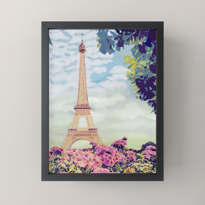 A Floral View of the Eiffel Tower Mini Art Print