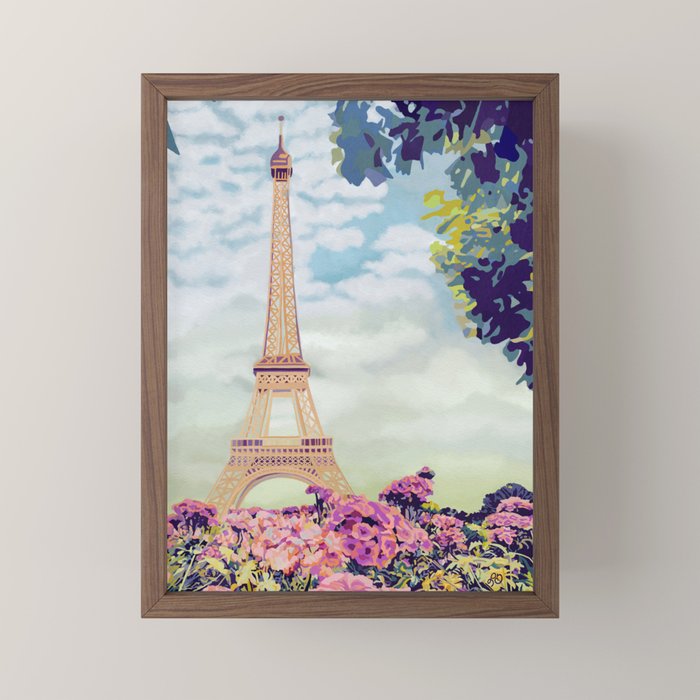 A Floral View of the Eiffel Tower Mini Art Print