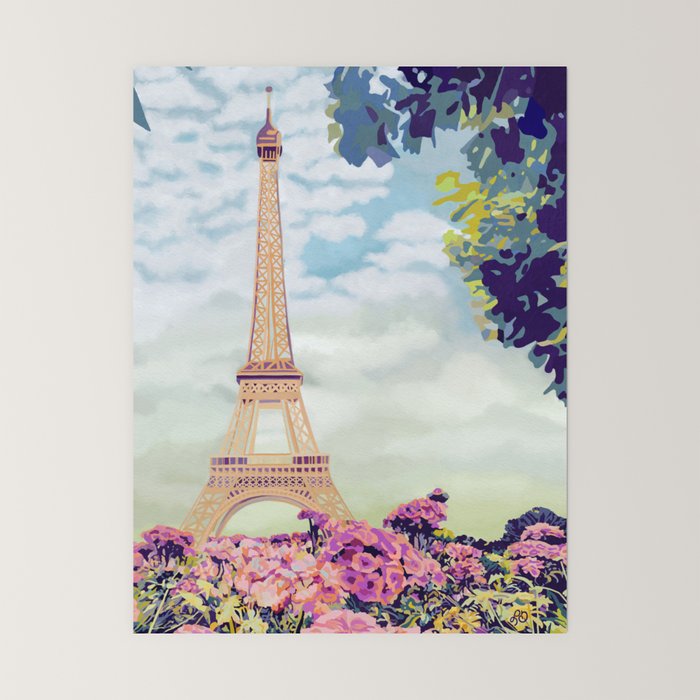 A Floral View of the Eiffel Tower Mini Art Print