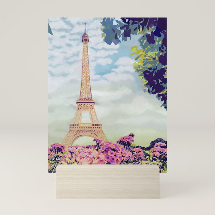 A Floral View of the Eiffel Tower Mini Art Print