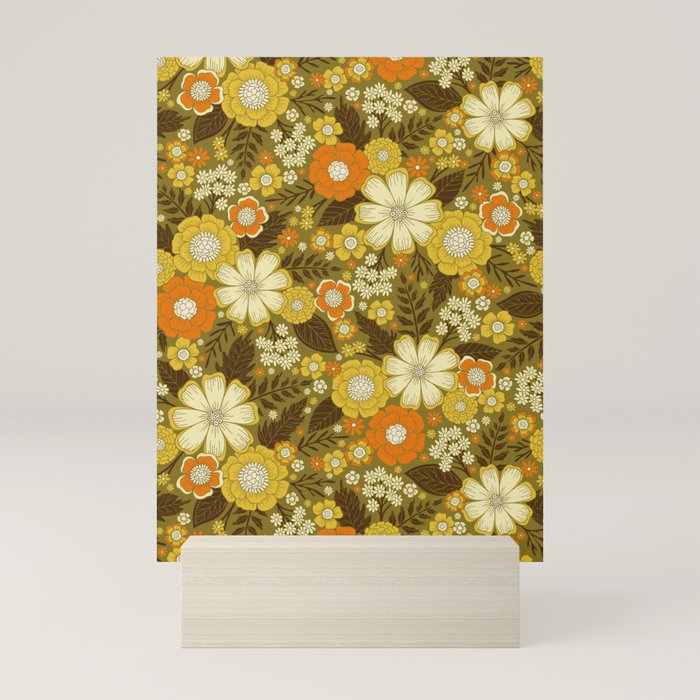 1970s Retro/Vintage Floral Pattern Mini Art Print