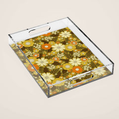 1970s Retro/Vintage Floral Pattern Acrylic Tray