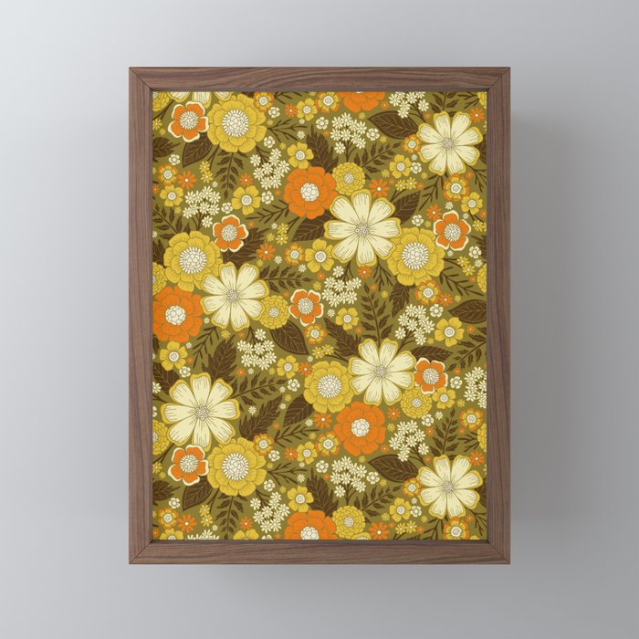 1970s Retro/Vintage Floral Pattern Mini Art Print