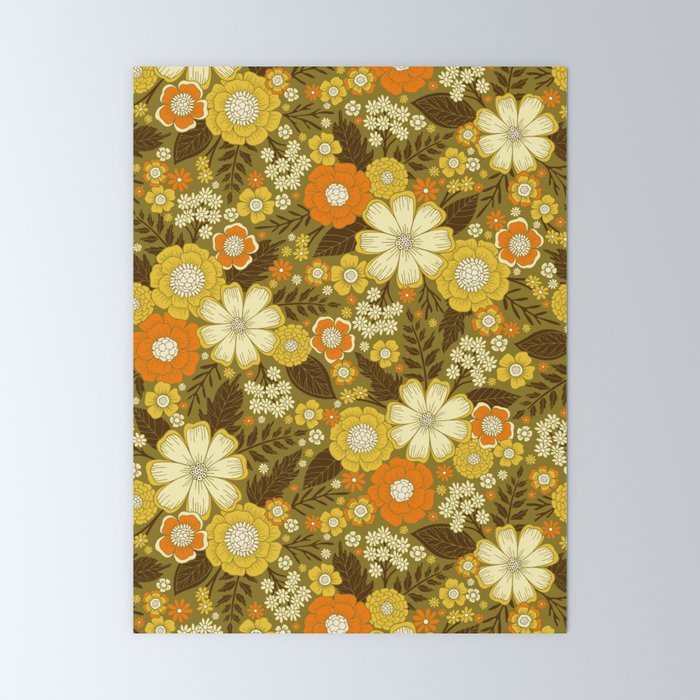 1970s Retro/Vintage Floral Pattern Mini Art Print