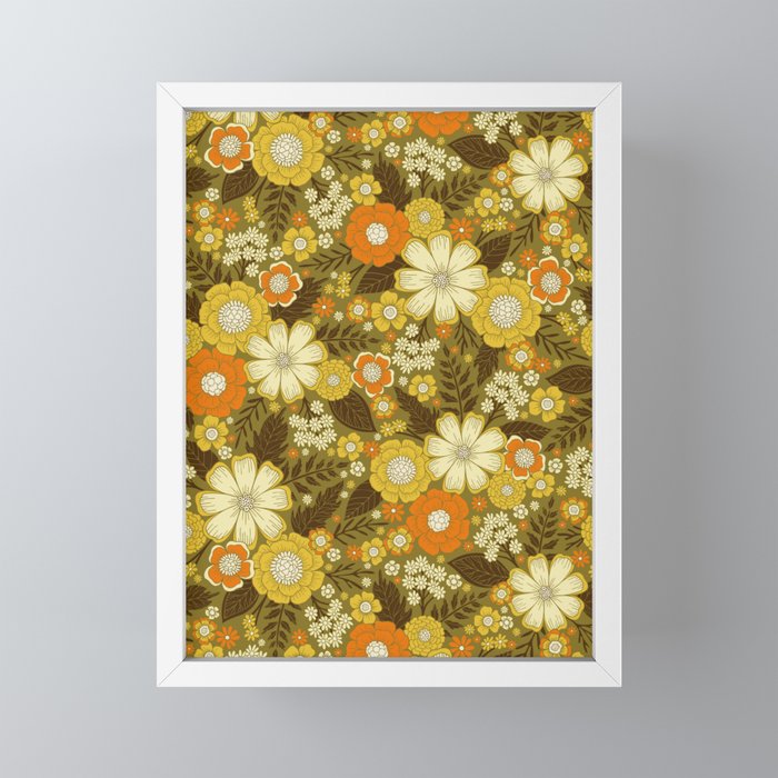 1970s Retro/Vintage Floral Pattern Mini Art Print