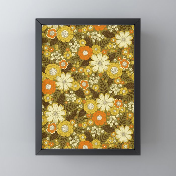 1970s Retro/Vintage Floral Pattern Mini Art Print