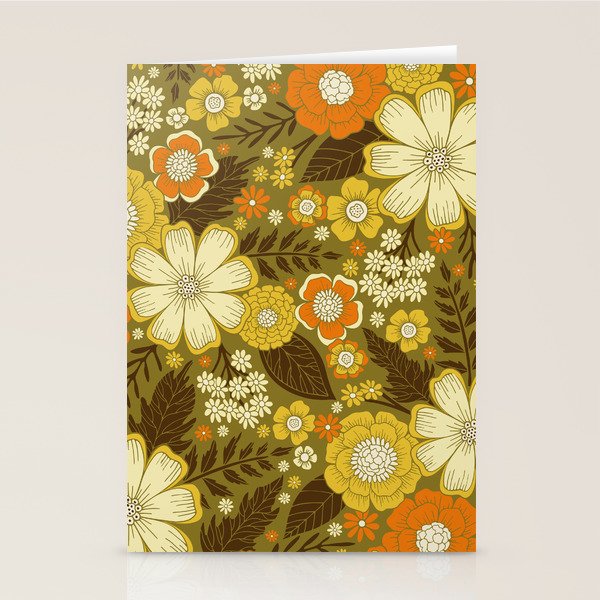 1970s Retro/Vintage Floral Pattern Stationery Card
