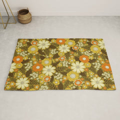 1970s Retro/Vintage Floral Pattern Rug