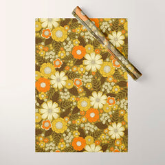 1970s Retro/Vintage Floral Pattern Wrapping Paper