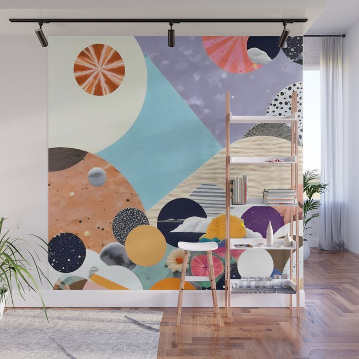 A Fantastic Journey, Graphic Collage Eclectic, Cutout Pop Art Contemporary, Snow Mountain Winter Textures Patterns, Geometric Digital Wall Mural