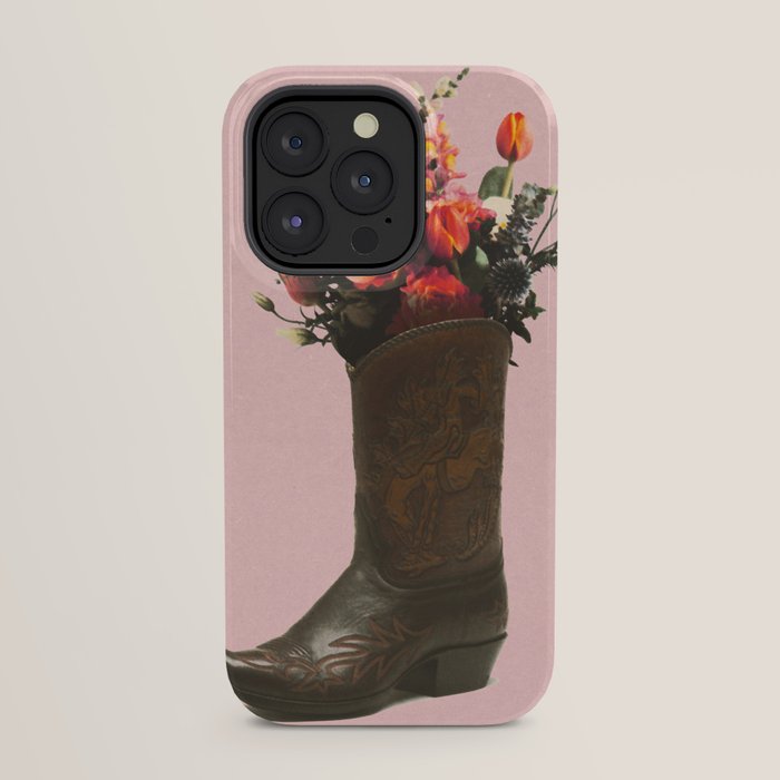 A Cowboy Boot With Spring Bouquet iPhone Case