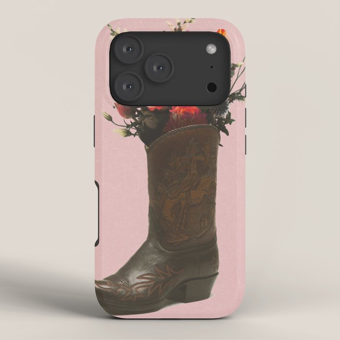 A Cowboy Boot With Spring Bouquet iPhone Case