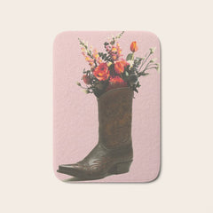 A Cowboy Boot With Spring Bouquet Bath Mat