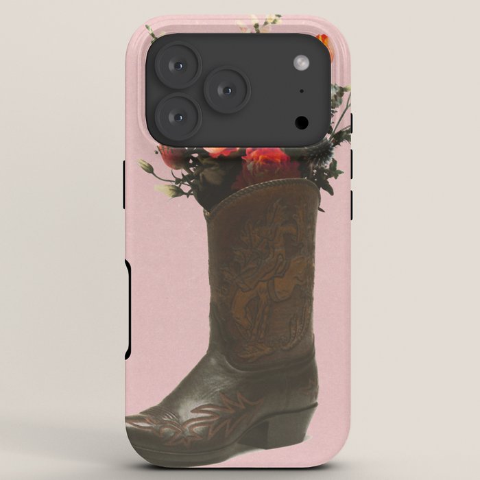 A Cowboy Boot With Spring Bouquet iPhone Case