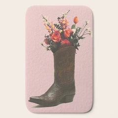 A Cowboy Boot With Spring Bouquet Bath Mat