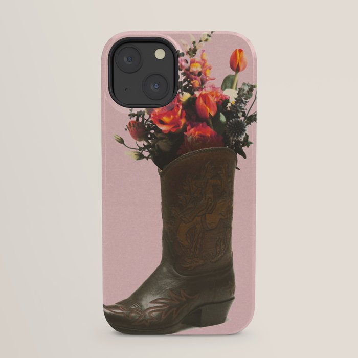 A Cowboy Boot With Spring Bouquet iPhone Case