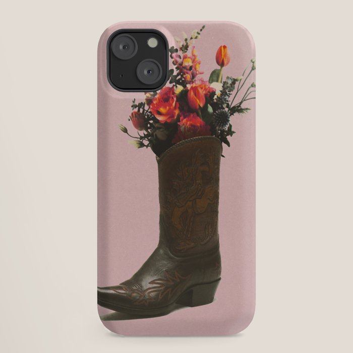 A Cowboy Boot With Spring Bouquet iPhone Case