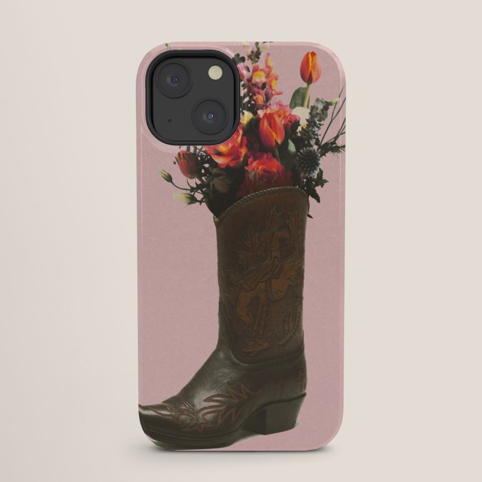A Cowboy Boot With Spring Bouquet iPhone Case