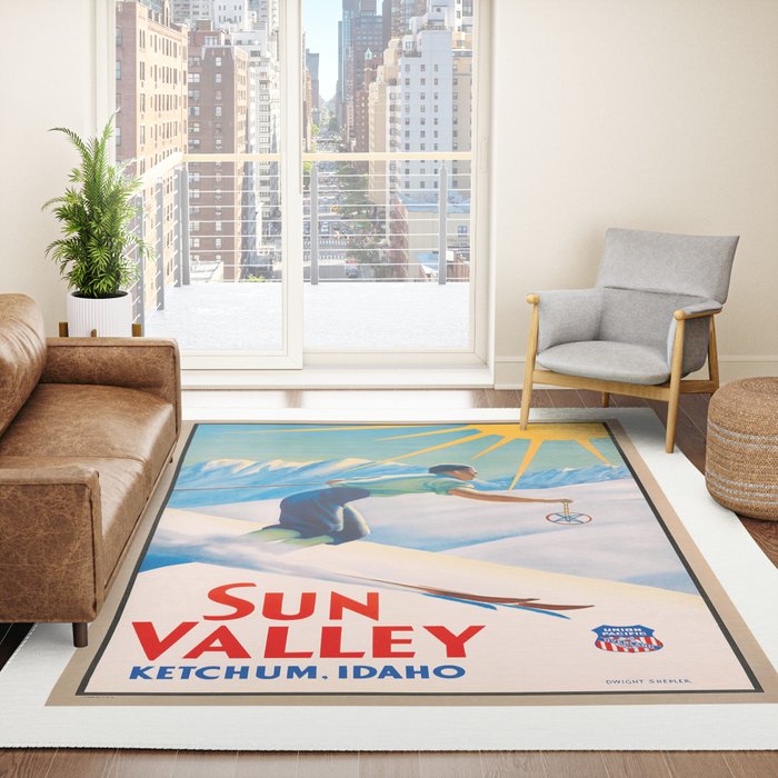 1940 Sun Valley Union Pacific Poster Rug