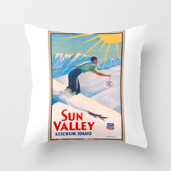 1940 Sun Valley Union Pacific Poster Throw Pillow