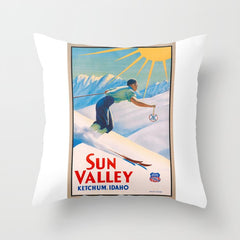 1940 Sun Valley Union Pacific Poster Throw Pillow