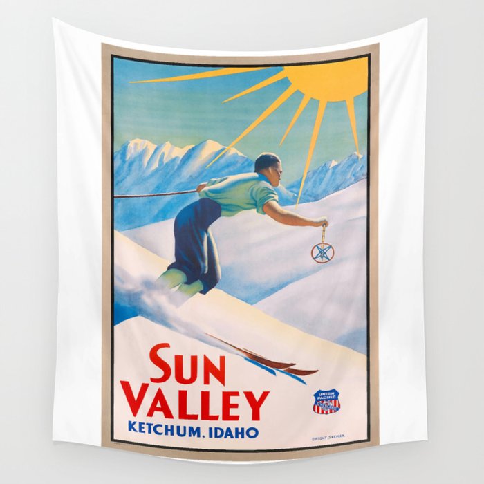 1940 Sun Valley Union Pacific Poster Wall Tapestry