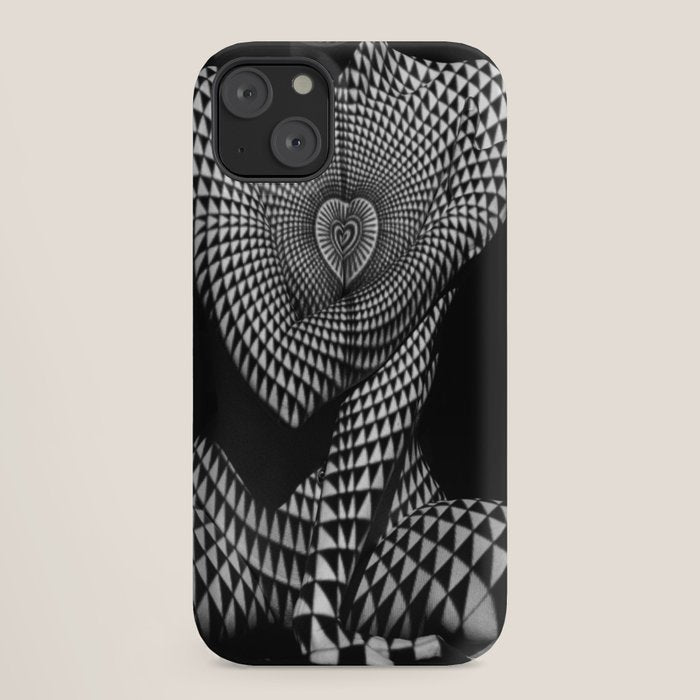 0622-JAL Heart Shape Pattern on Breasts and Nude Body Abstracted by Optical Patten iPhone Case