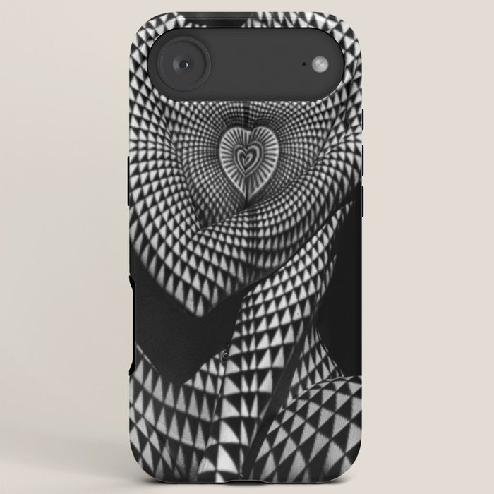 0622-JAL Heart Shape Pattern on Breasts and Nude Body Abstracted by Optical Patten iPhone Case